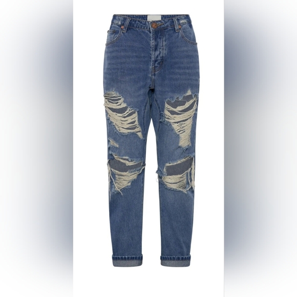 One Teaspoon Distressed Blue Denim. Size 24. NWT - Picture 4 of 5